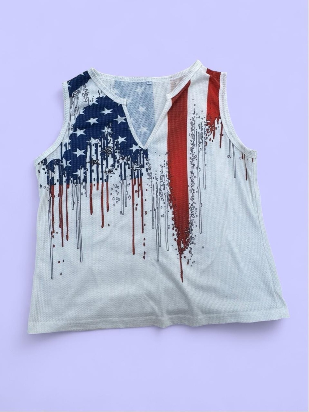 Patriotic Drip Print Tank Top - red White & Blue